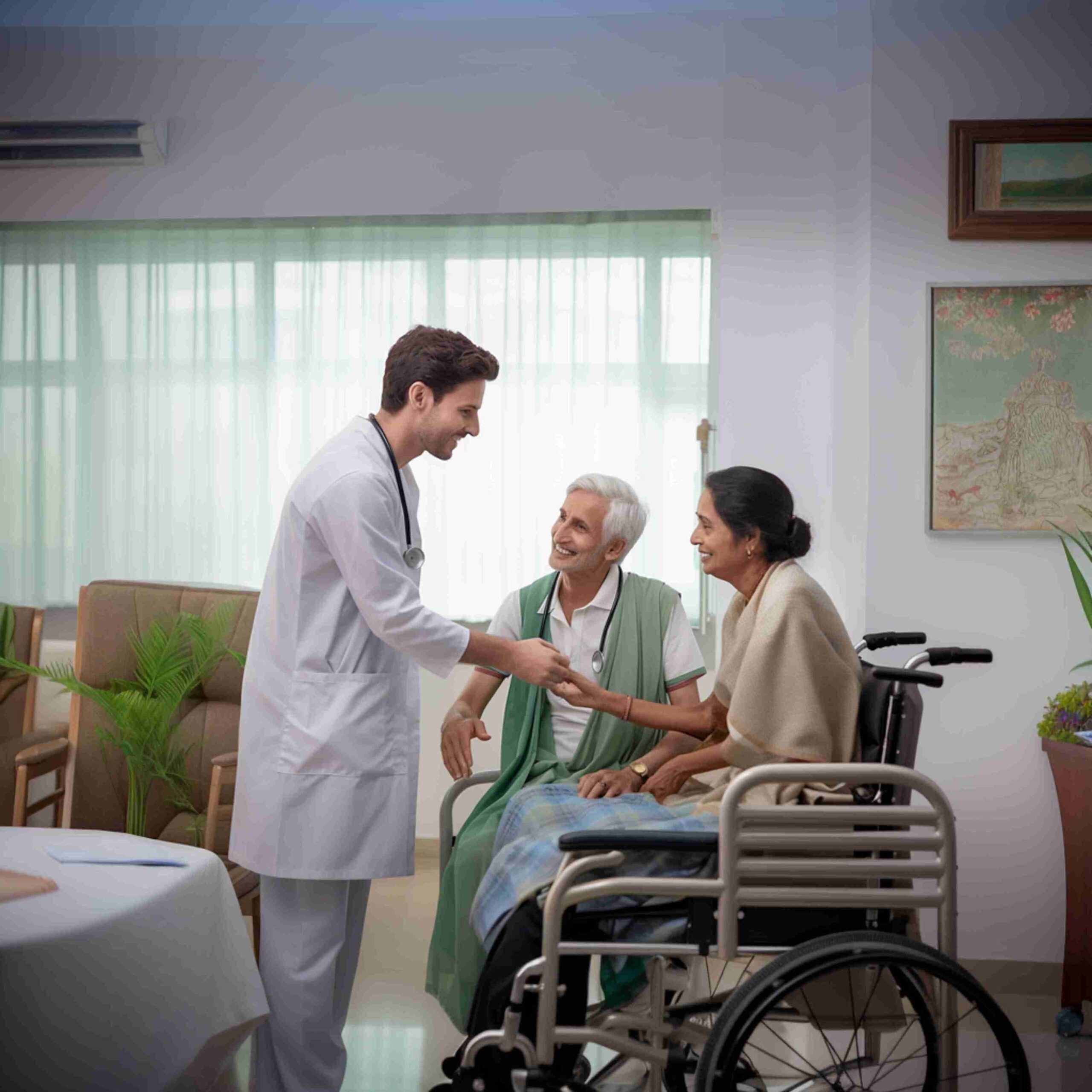 doctors-are-talking-woman-wheelchair-hospital-generative-ai_11zon